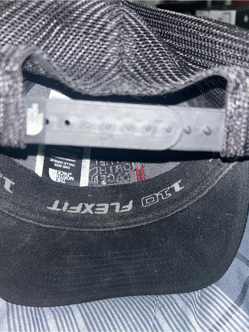 The North Face Black Trucker Snapback Hat Multicolor Logo Mesh Back Cap - Picture 3 of 4